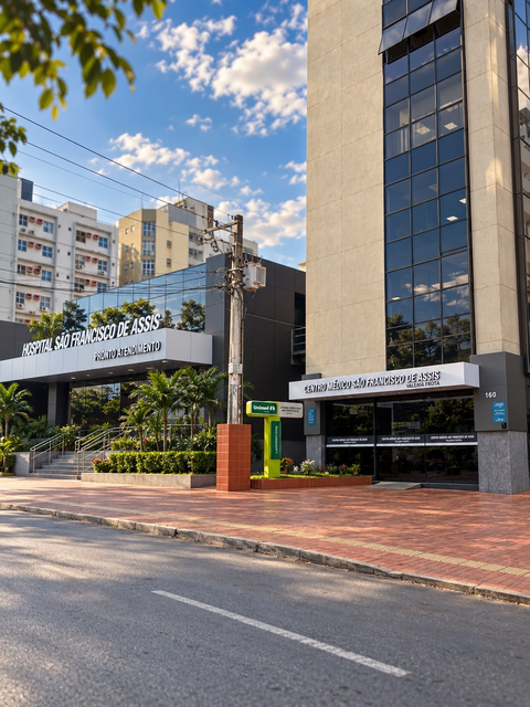 Fachada do Centro Médico São Francisco, local de atendimento do Dr. Marcos Xavier